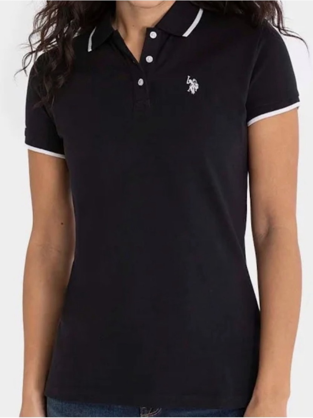 U.S. Polo Assn. Black Polo with White Trim